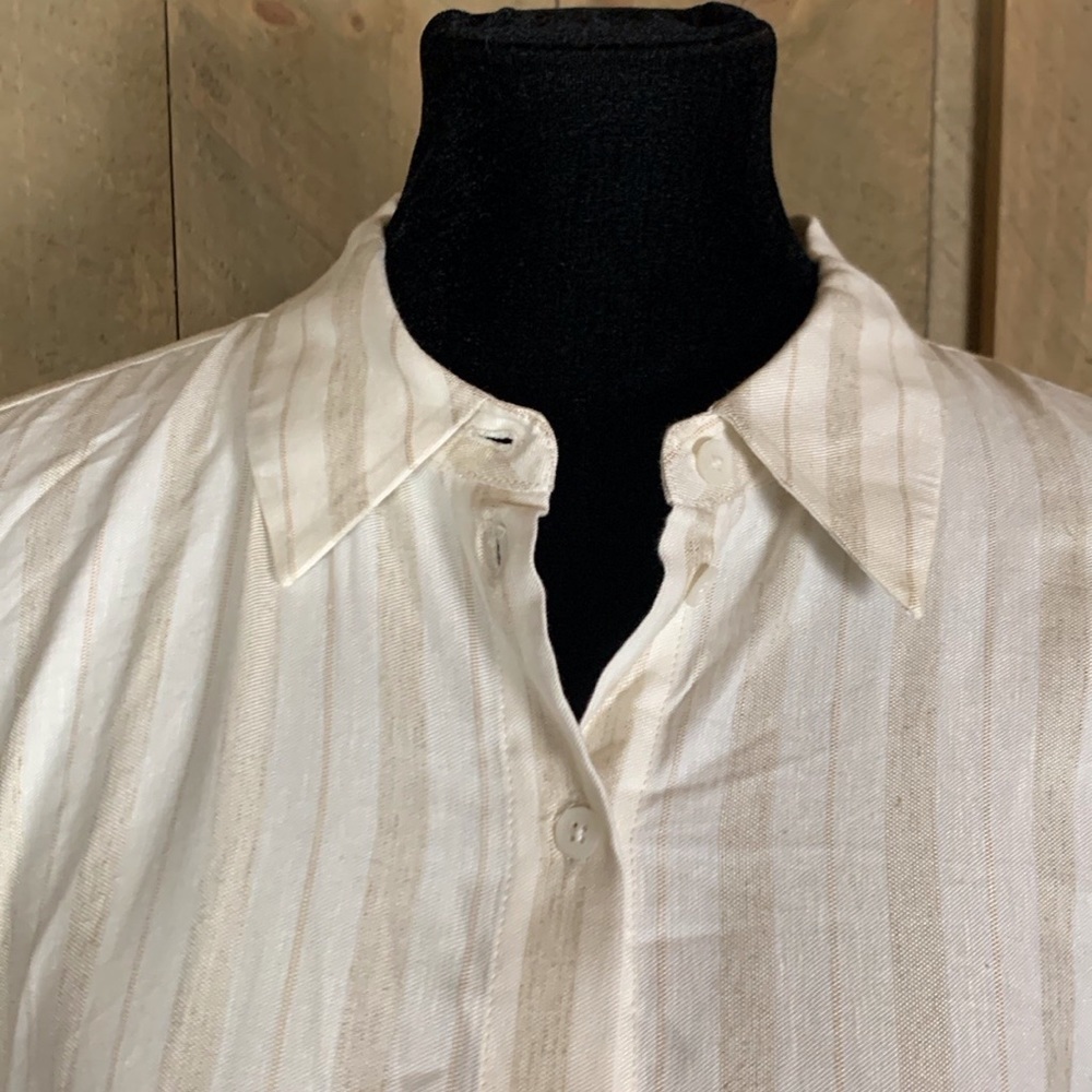 Alex Marie Pippa blouse Size Large Off white with light brown stripes - Picture 6 of 12